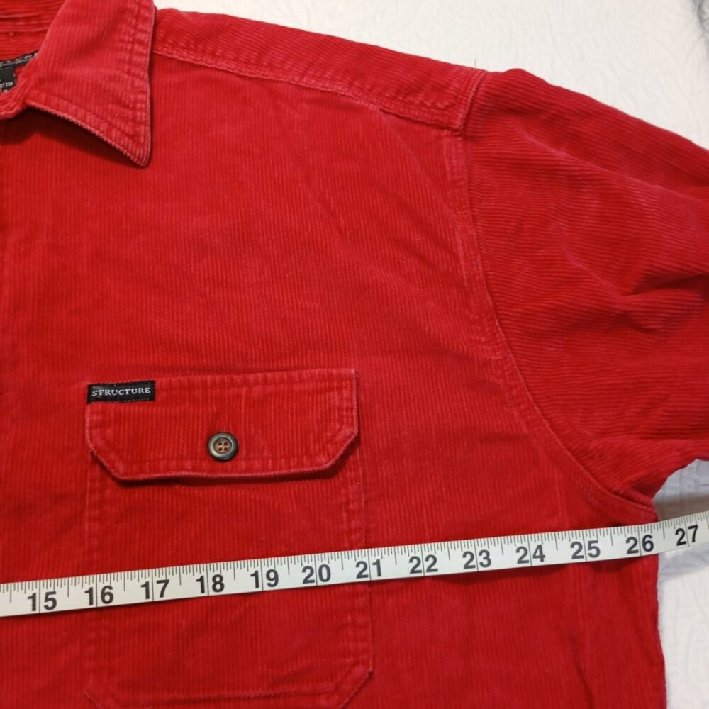 Vintage Structure Red Corduroy Half-Zip Shirt Jacket Size M Long Sleeve Casual - Picture 9 of 10